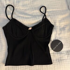 White fox ribbed tank